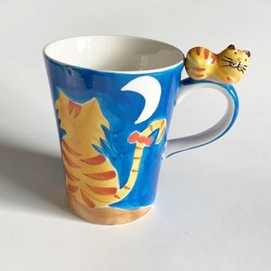 HuesNbrews Tabby Cat Sunflower Moon Blue Yellow Coffee Tea Mug